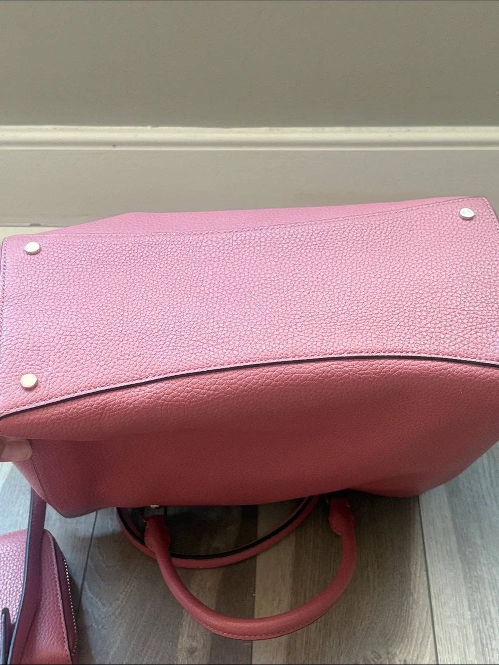 kate spade Rose deep Pink Pebbled Leather Satchel/crossbody with Wallet